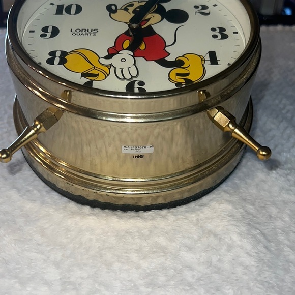 Vintage 1960s Disney Mickey Mouse Gold Tone LORUS Quartz Alarm Clock - Picture 3 of 8